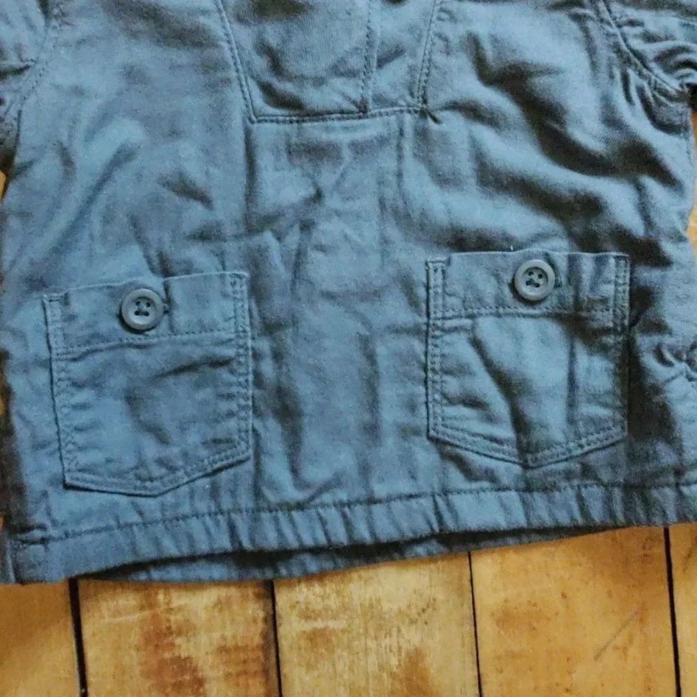 Gap Shirt 6 to 12 months Blue Gray long sleeve shirt pullover cowl neck Lined